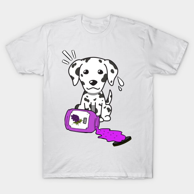 Naughty Dalmatian Spills a jar of grape jam! T-Shirt by Pet Station